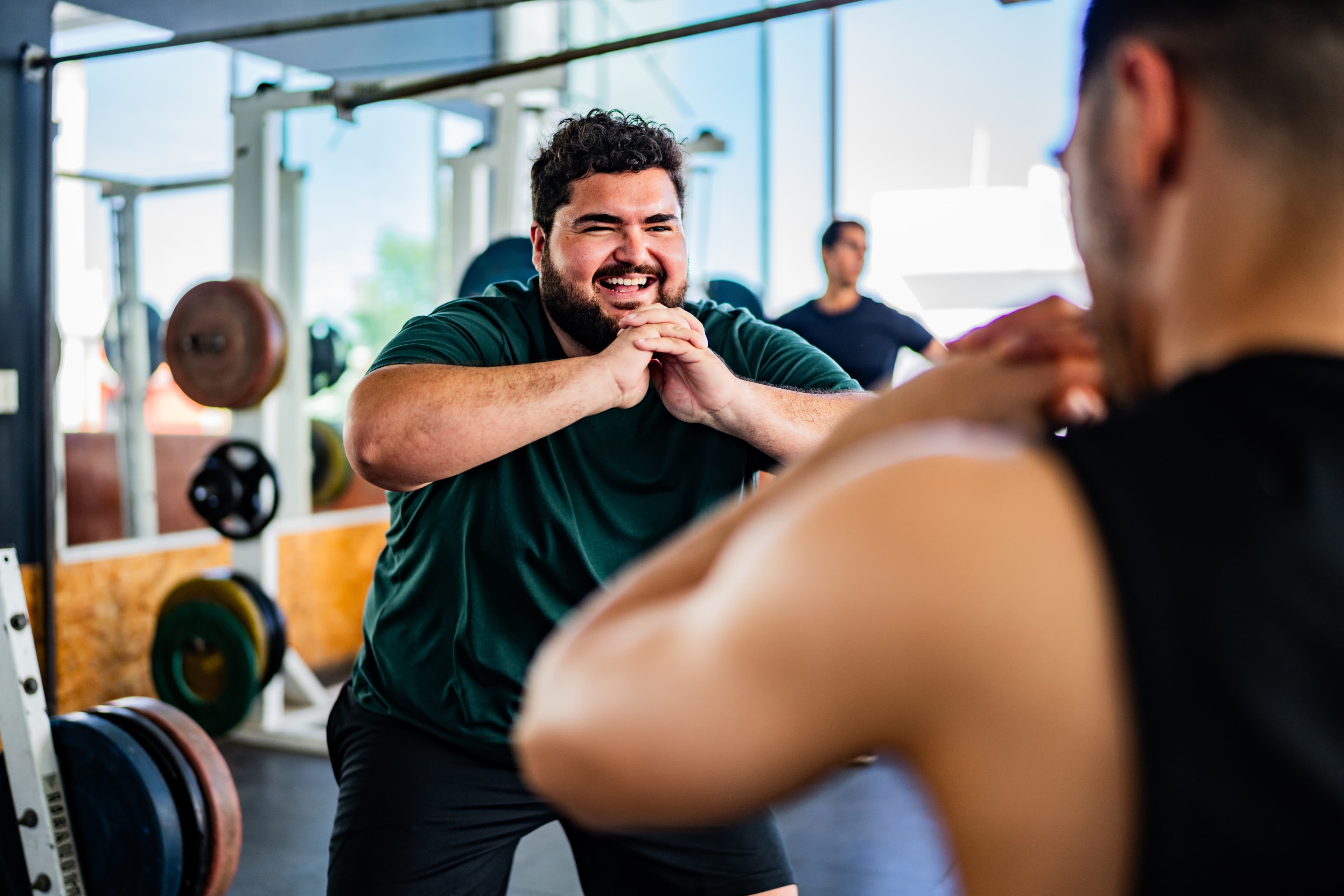 Person exercising in a gym